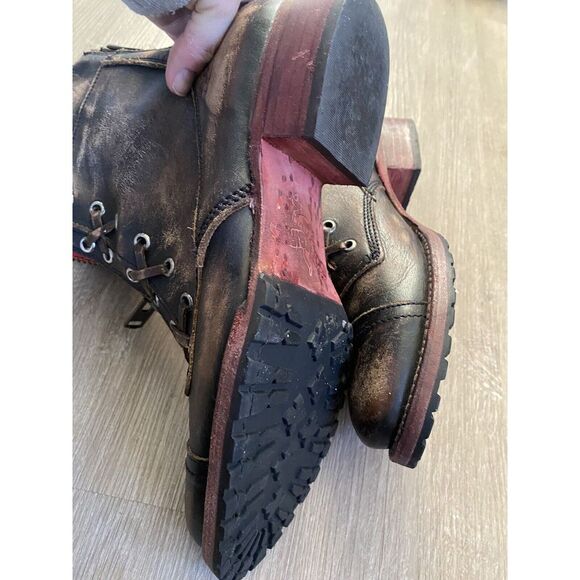 FreeBird Steven Liverpool Zip Distressed Leather‎ Boots W 10 Brown Red Combat - Picture 8 of 10